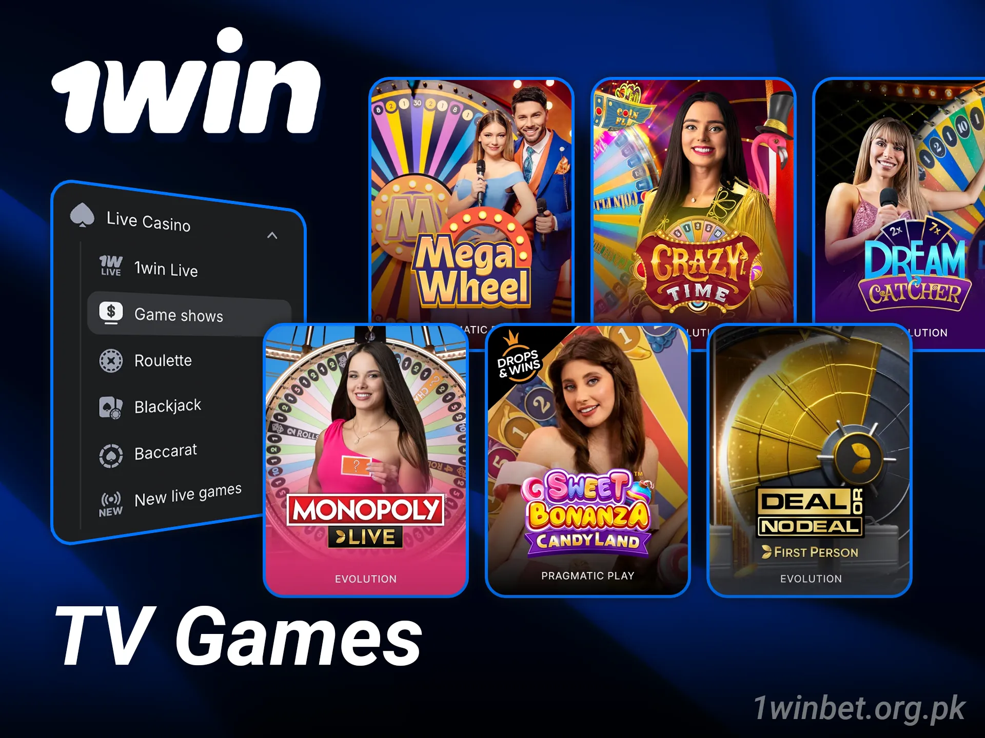 Participate in interactive live casino TV games hosted by 1win.